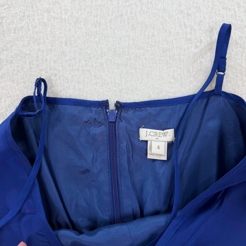 J Crew Dress Womens Sleeveless Fit & Flare Lined Pockets Adjustable Strap Blue 4 - Picture 8 of 9